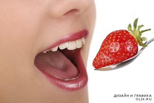 Растровый клипарт - Женские губы и фрукты