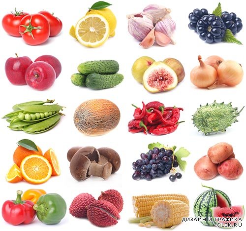 Растровый клипарт - Фрукты, овощи, ягоды