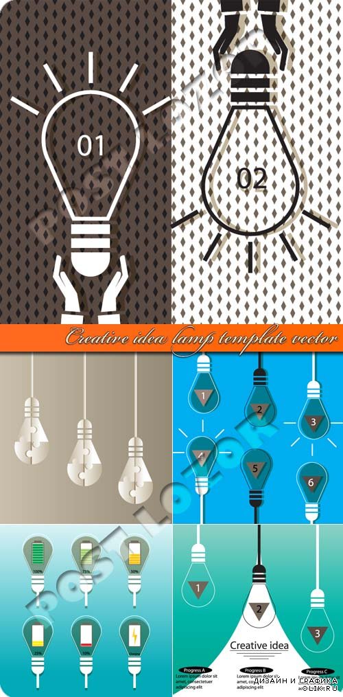 Креативная идея лампочка шаблон | Creative idea lamp template vector
