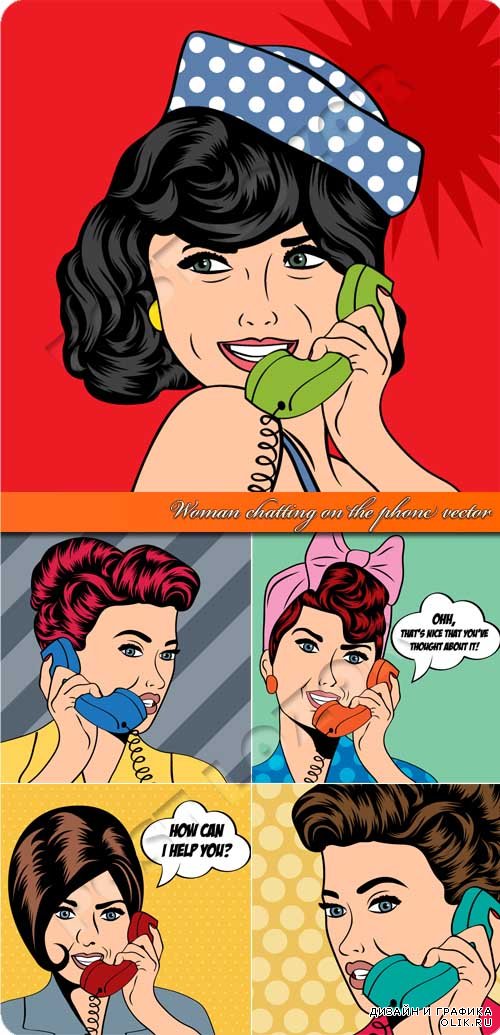 Девушка разговаривает по телефону | Woman chatting on the phone vector