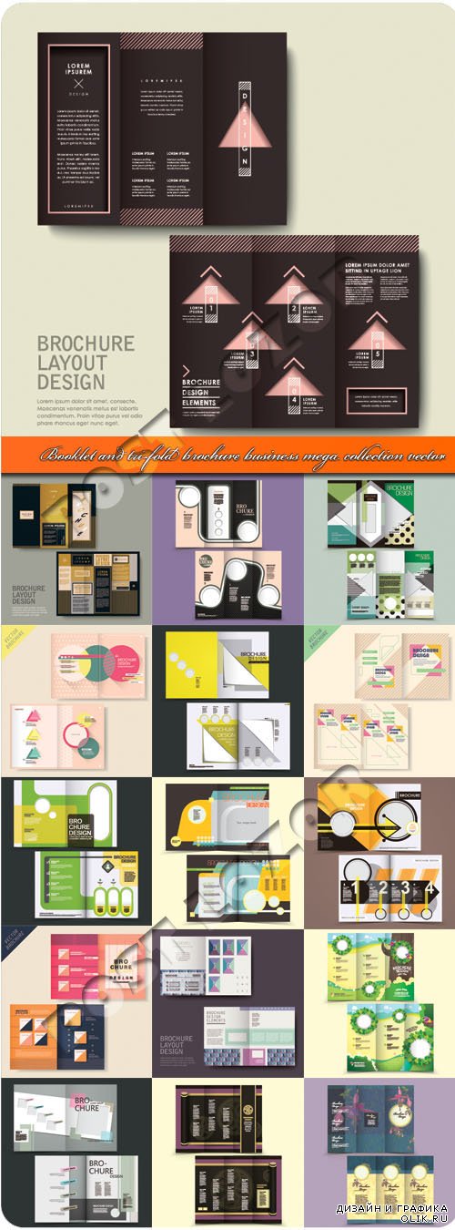 Буклет и бизнес брошюра из трёх страниц мега коллекция | Booklet and tri-fold brochure business mega collection vector 