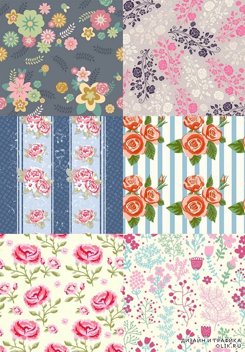 Vector - Backgrounds flowers set on walls