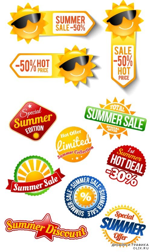 Summer sale banners labels stickers vector