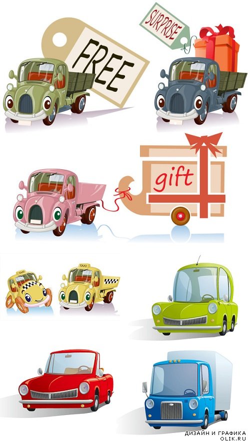 Vector Different Funny Cartoon Cars