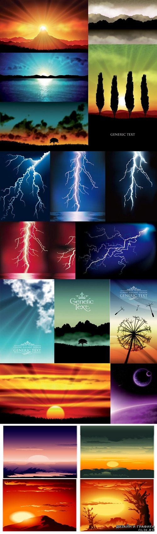 Vector Backgrounds Beautiful Mountains and Lightning