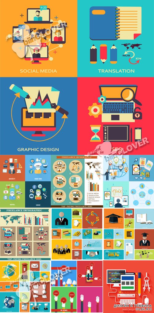 Education flat Icons and infographics 0587
