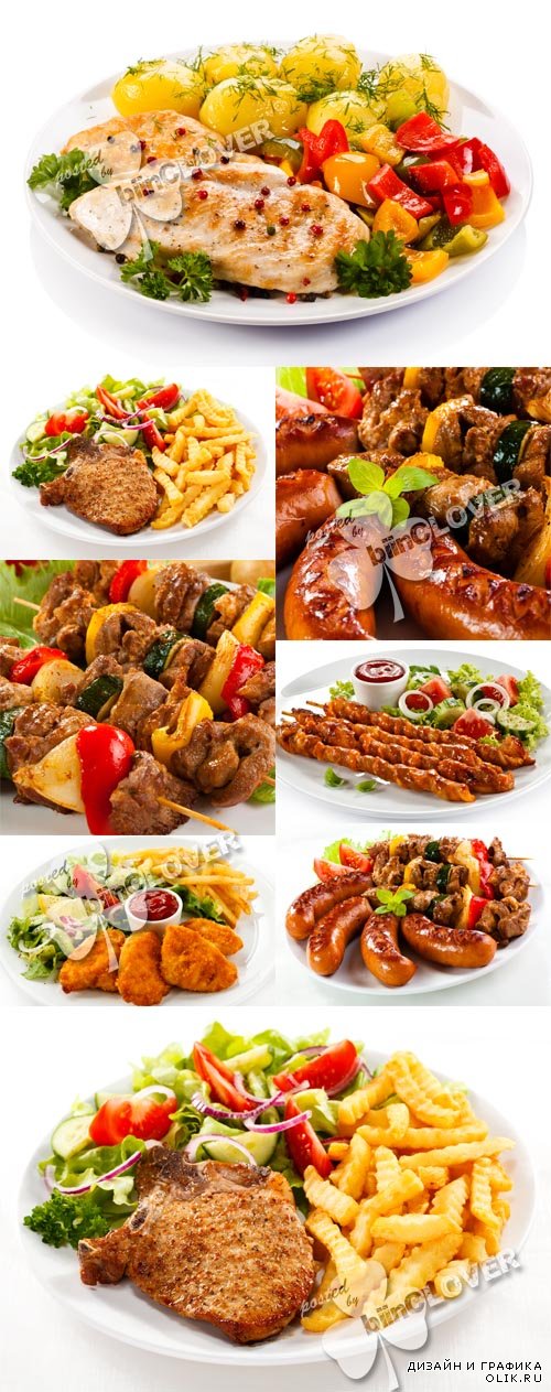 Grilled meat, sausages and vegetables 0588