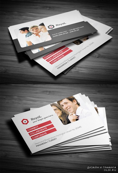 Corporate Red Business Card Template 2 PSD