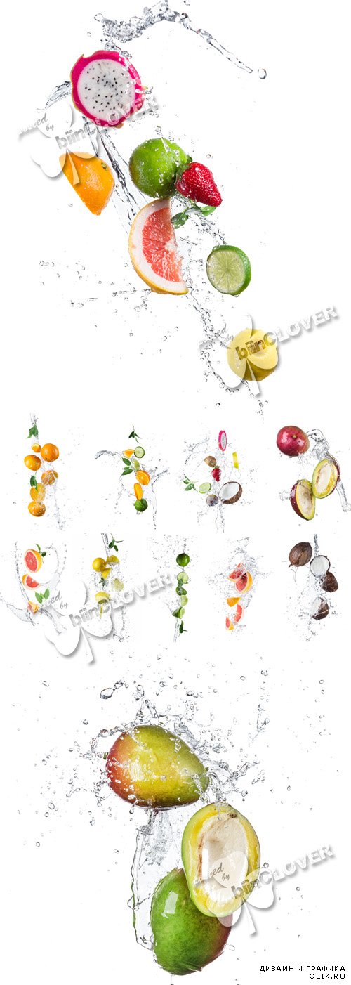 Fruits in water splash 0592