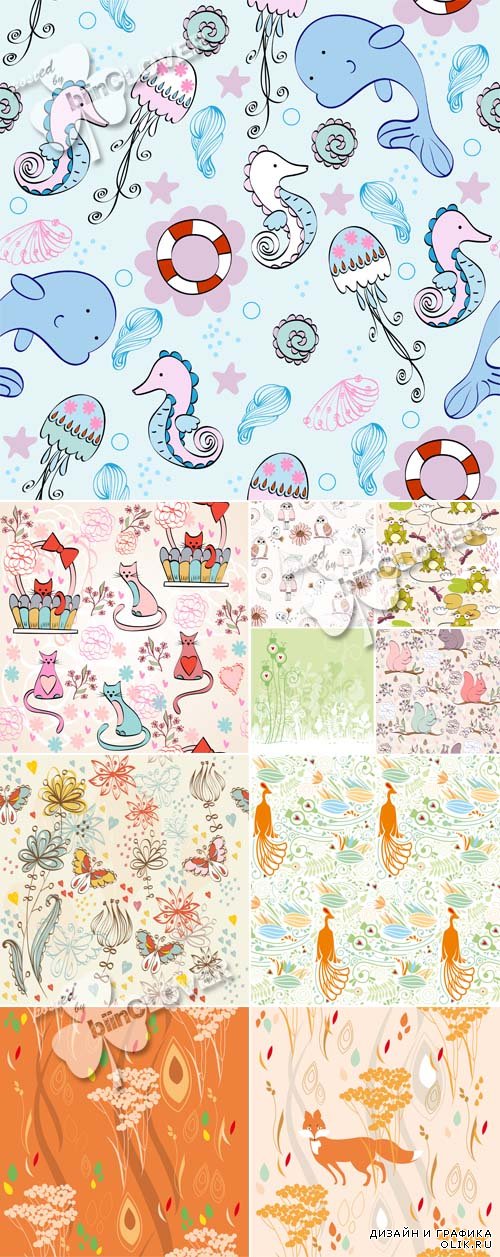 Cute cartoon animals seamless pattern 0596