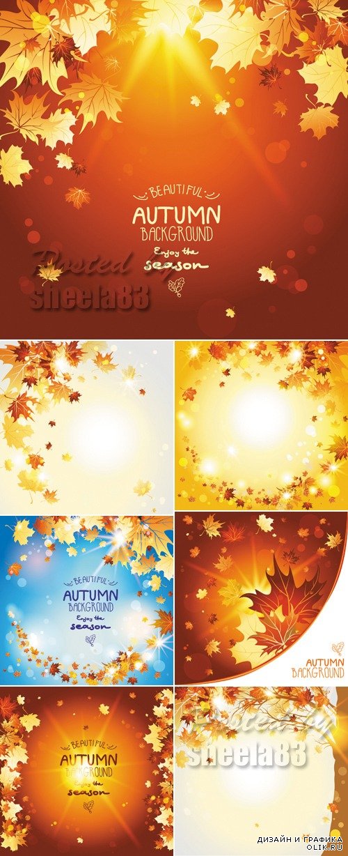 Autumn Backgrounds with Leaves Vector 2