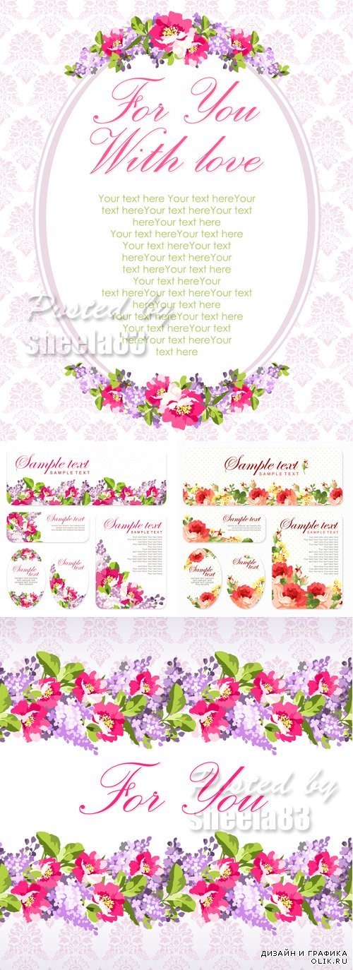 Floral Banners & Cards Vector