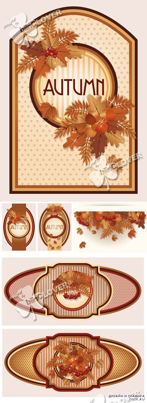 Autumn cards with colorful leaves 0597
