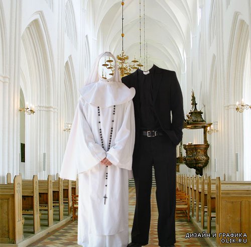  Шаблон мужской - Монашка и священник 