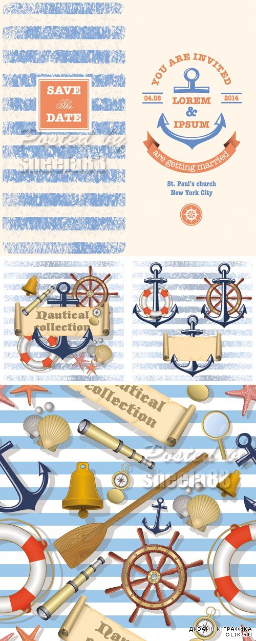 Nautical Style Backgrounds Vector