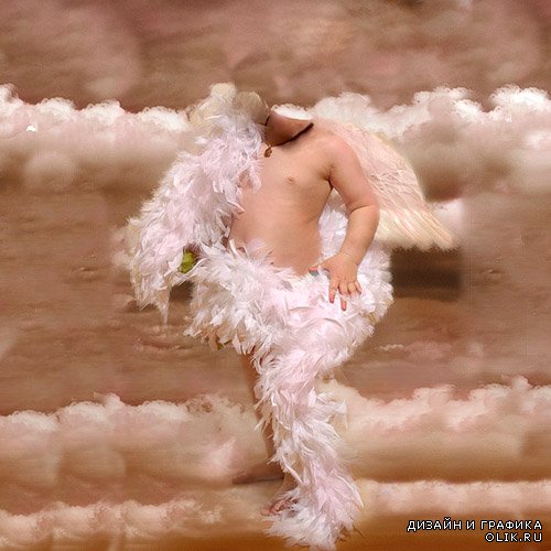  Шаблон для фото - Милый ангелочек с крыльями 