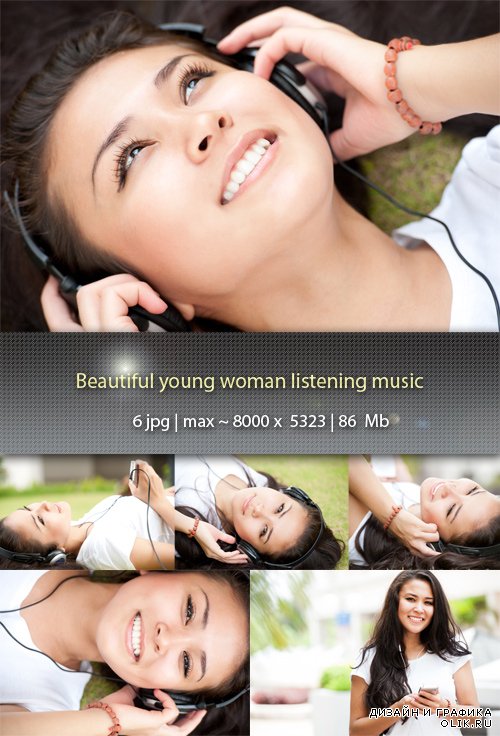 Красивая  девушка, слушающая музыку - Beautiful young woman listening music