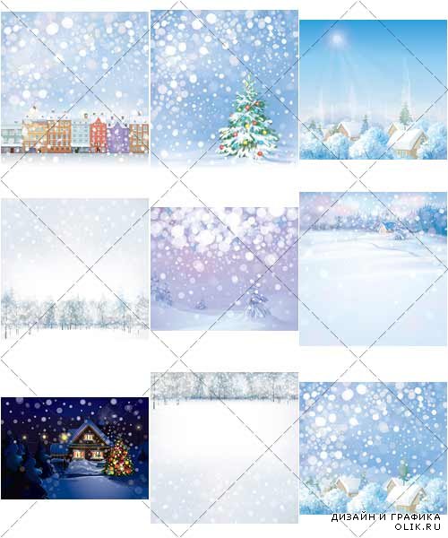 Прекрасные зимние рождественские пейзажи | Beautiful winter landscape Christmas, вектор