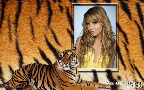  Рамка для фотошопа - Тигровый коллаж 