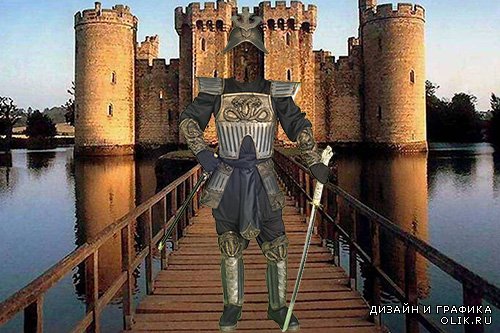 Фотошаблон - Рыцарь на мосту к замку.