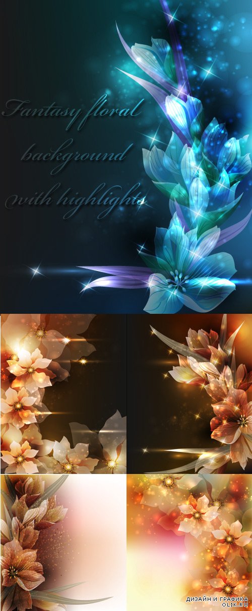 Fantasy floral background with highlights