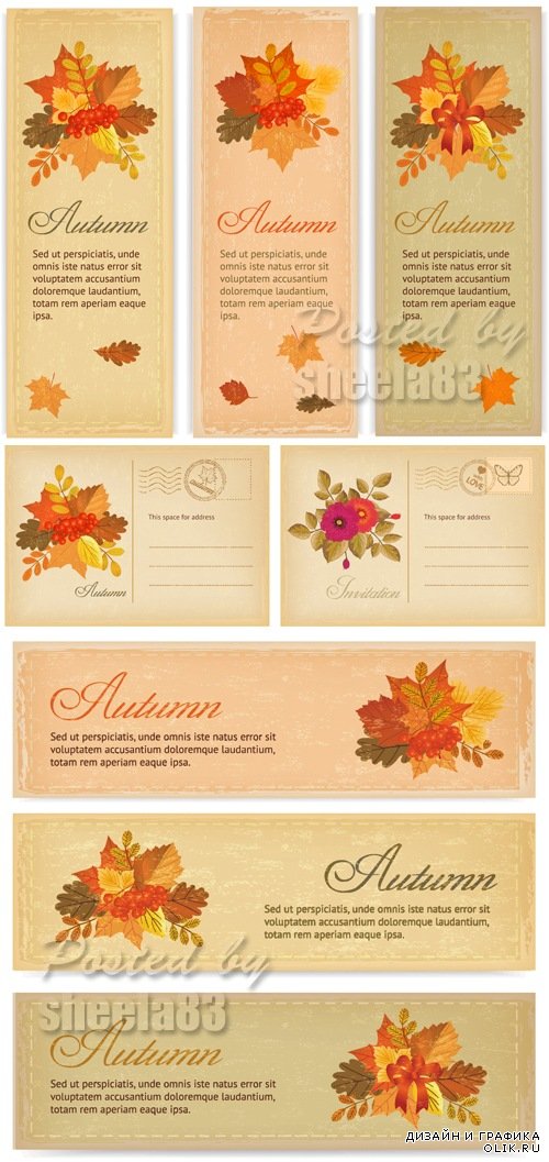 Autumn Backgrounds & Banners Vector 2