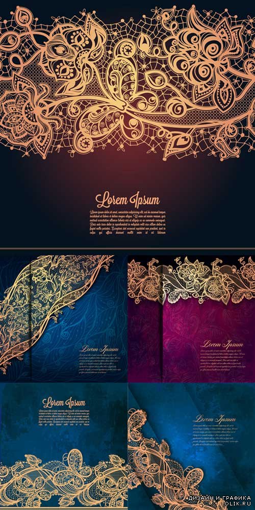 Vintage lace ornate background vector material