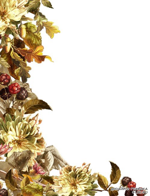 Винтажная осень - рамки и кластеры с листьями и цветами в винтажном стиле