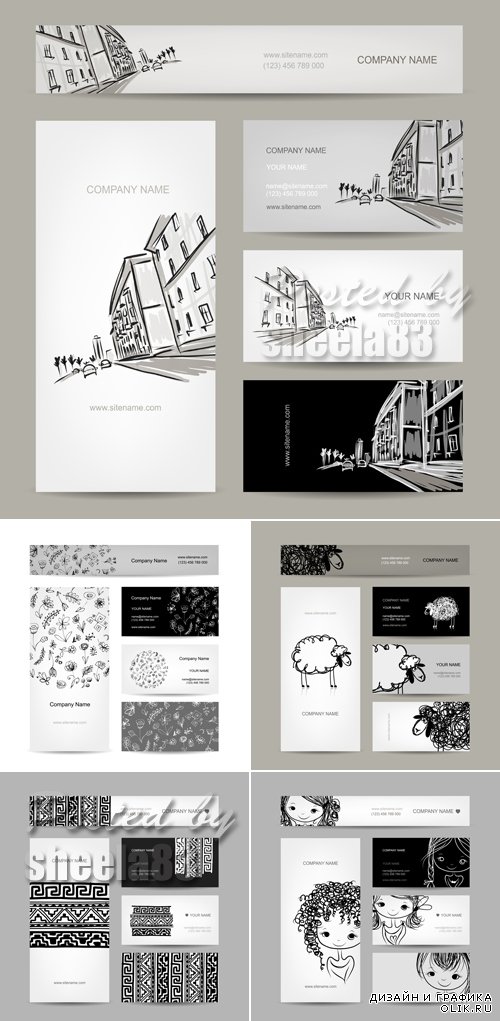Black & White Business Cards Vector