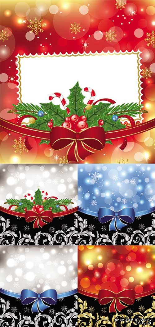 Shiny Christmas Backgrounds With bow design vector