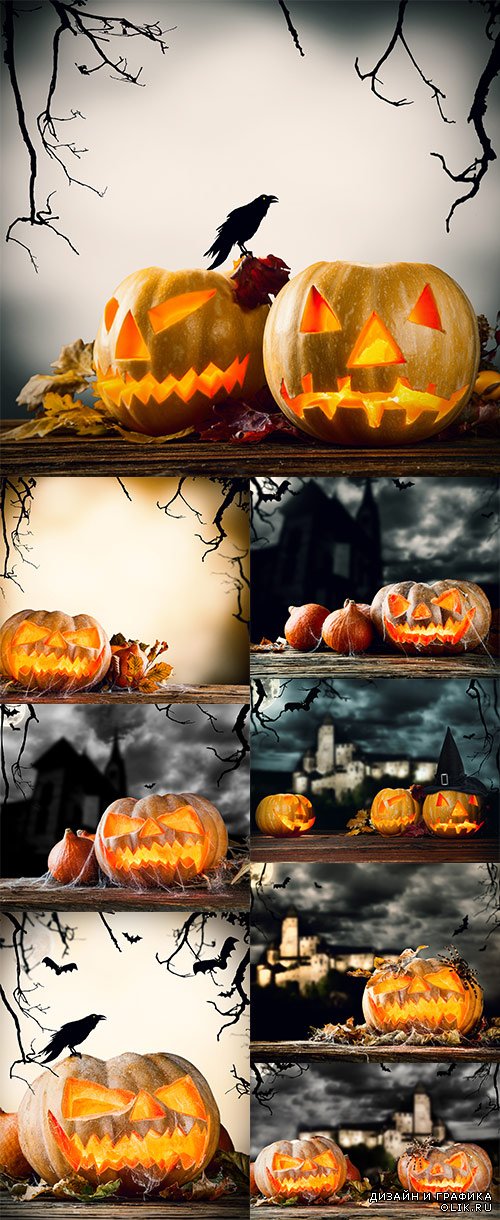 Halloween pumpkin on wood with dark background