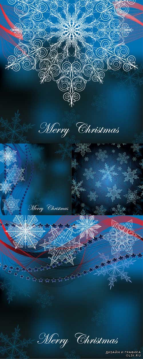 Elegant Blue Christmas backgrounds with snowflakes