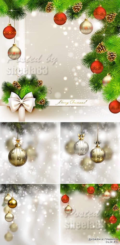 Christmas & New Year 2015 Backgrounds Vector 2