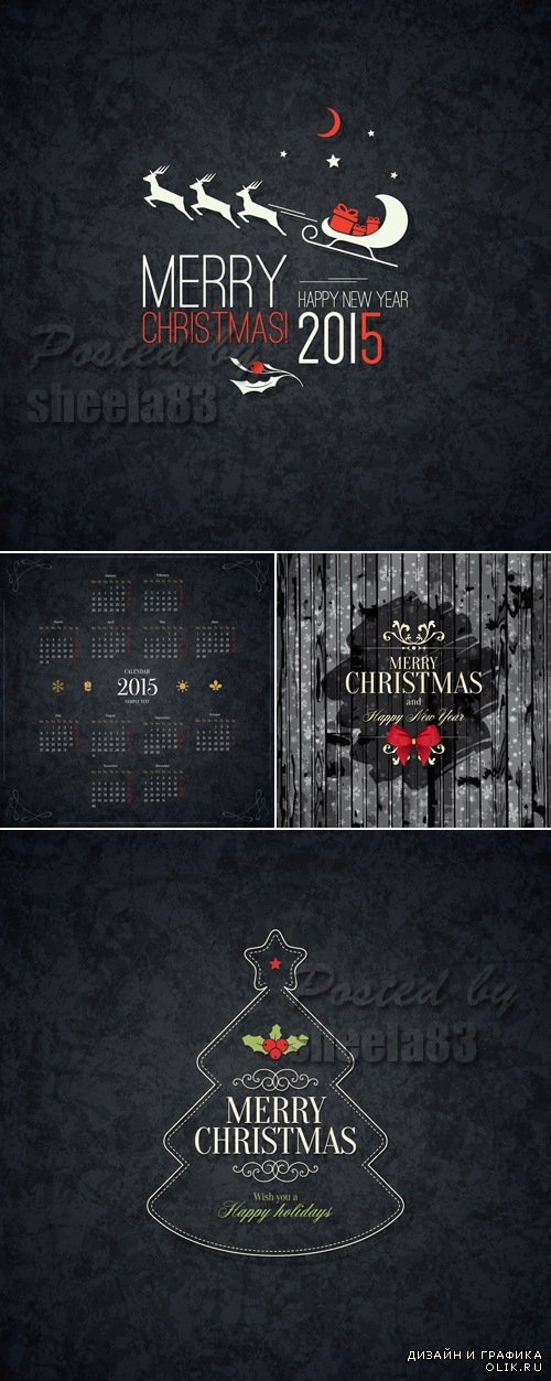 Black Christmas Backgrounds Vector 2