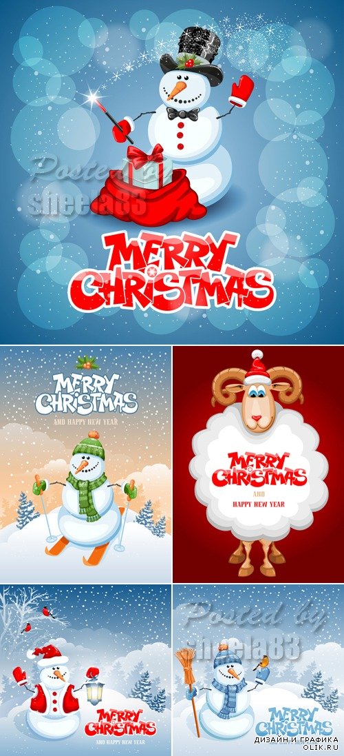 Merry Christmas Cards Vector