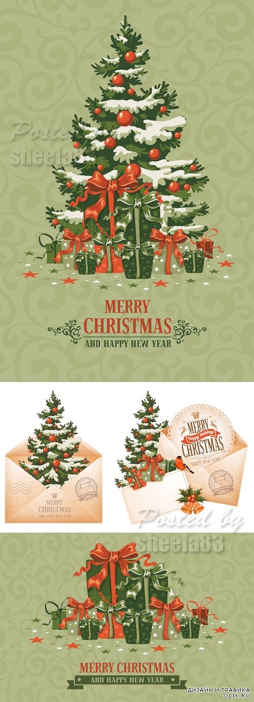 Vintage Xmas Backgrounds Vector