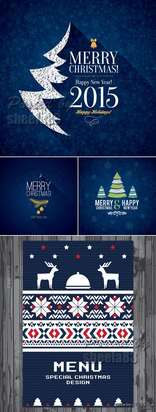 Blue Christmas & New Year Backgrounds 2