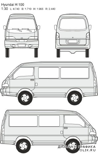 Автомобили Hyundai - векторные отрисовки в масштабе