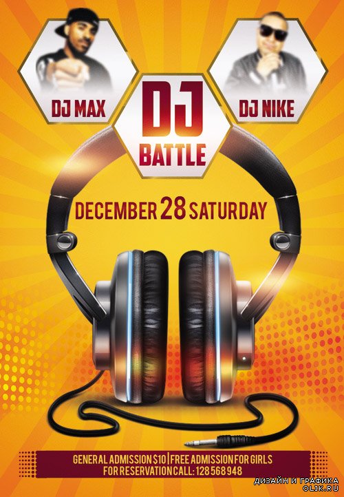 Dj Battle - Club and Party Flyer Template  PSD