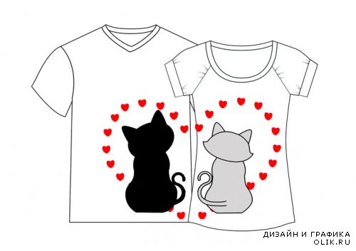 Принты для парных футболок «Кошки»