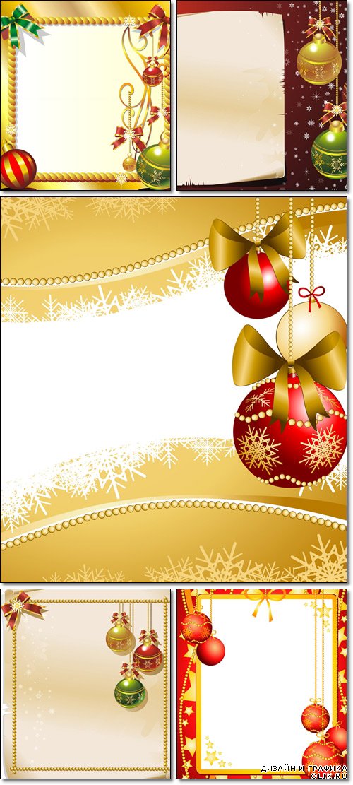 New Years and Christmas Ornaments, Background, Greeting Card - Vector