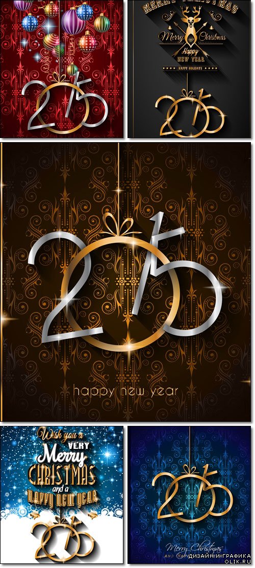 2015 New Year and Happy Christmas background - Vector