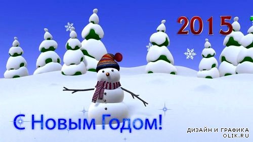 Новогодний HD видео футаж- Снеговик