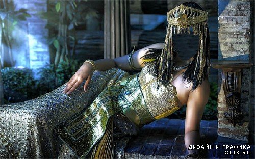  Шаблон psd - Царица Египта в костюме 