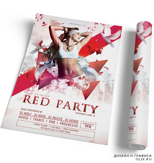 Red Party flyer template