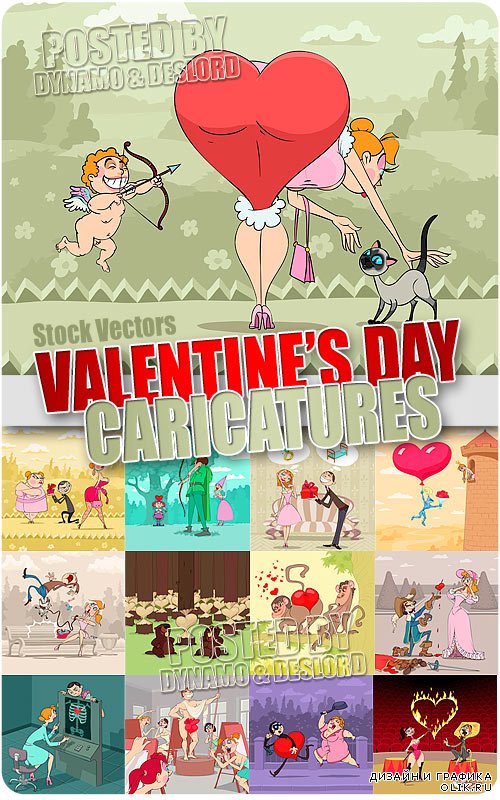 Карикатуры на День Влюбленных - Векторный клипарт
