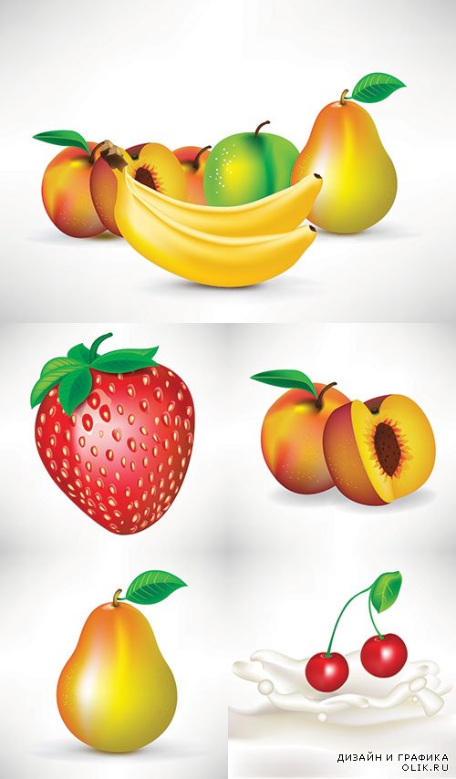 Векторный клипарт - Нарисованные фрукты