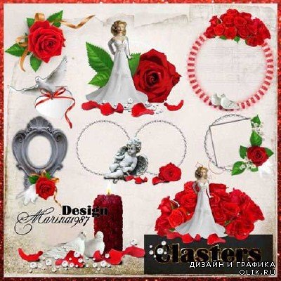 Романтический скрап-набор - Красная роза 