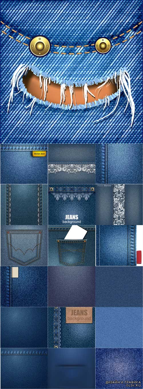 Vector jeans design elements backgrounds set 2