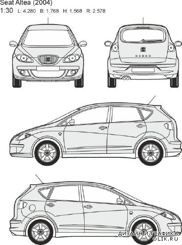 Автомобили Seat - векторные отрисовки в масштабе